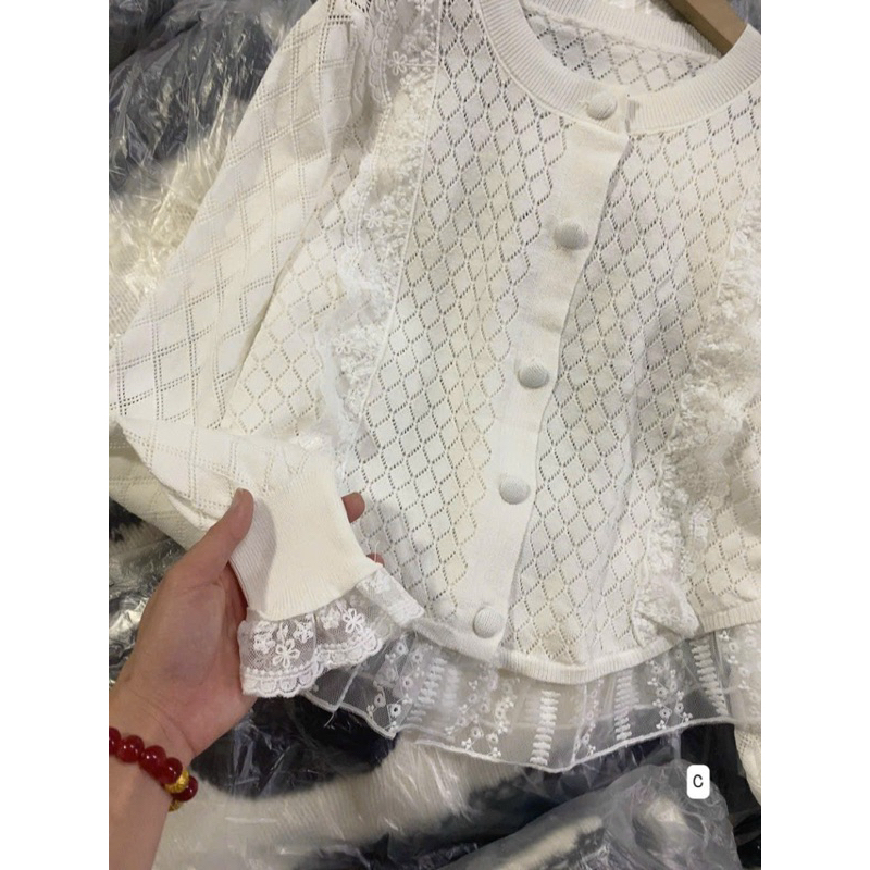 Áo len gạo tay dài viền bèo