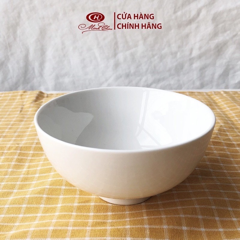 Bộ 10 bát cơm sứ Minh Châu trắng trơn Loại 1 - 11cm có hộp quà tặng