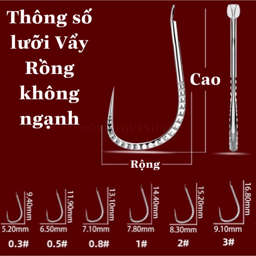 Lưỡi câu cá Vẩy Rồng siêu mảnh, siêu nhẹ, cứng, lưỡi câu đơn câu đài