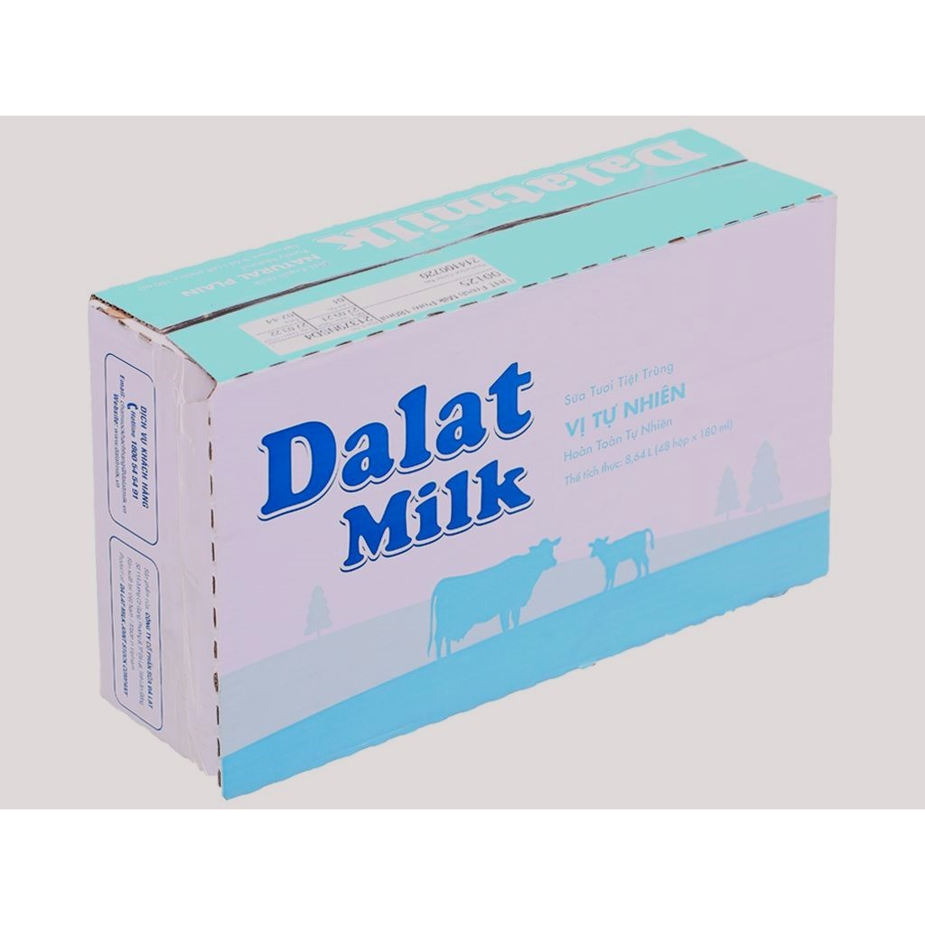 Thùng 48 hộp sữa tươi tiệt trùng Dalatmilk 180ml