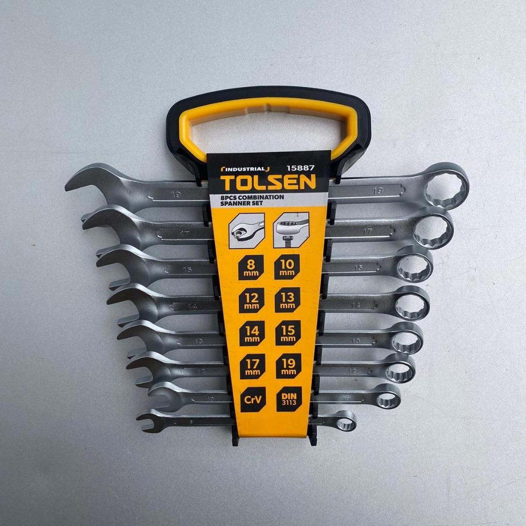 Bộ cờ lê vòng miệng 8 chi tiết TOLSEN 15887, bộ chìa khoá vòng miệng 8 chi tiết 8-19mm