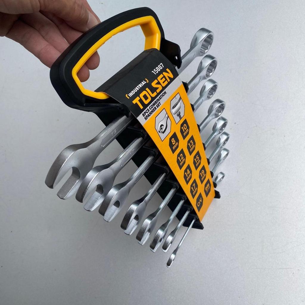 Bộ cờ lê vòng miệng 8 chi tiết TOLSEN 15887, bộ chìa khoá vòng miệng 8 chi tiết 8-19mm