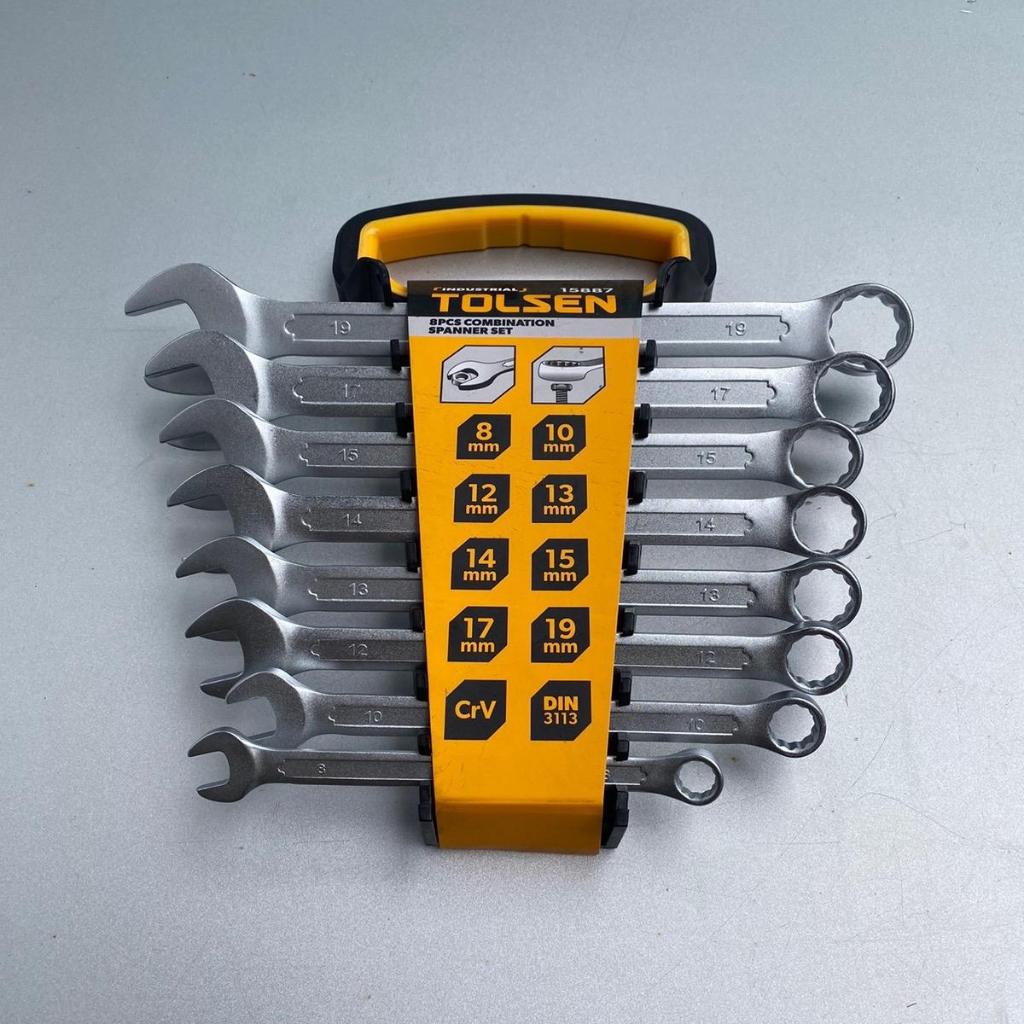 Bộ cờ lê vòng miệng 8 chi tiết TOLSEN 15887, bộ chìa khoá vòng miệng 8 chi tiết 8-19mm