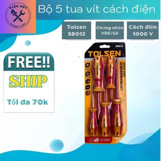 Bộ tua vít cách điện tolsen 38012, bộ 5 cây tua vít cách điện 1000v