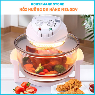 Nồi nướng đa năng, lò nướng melody thuỷ tinh ,dung tích 12l - bảo hành 12 tháng
