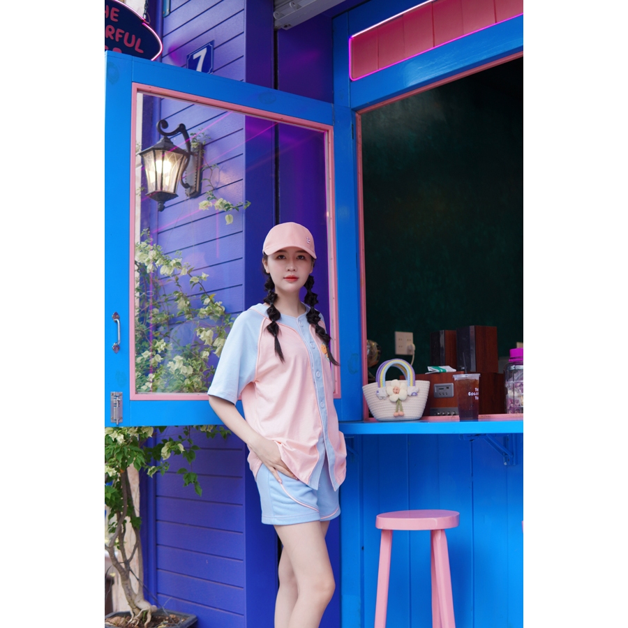 Set Bộ Áo Thun Cài Nút Hồng Xanh Kèm Short Local Brand TEMBIN