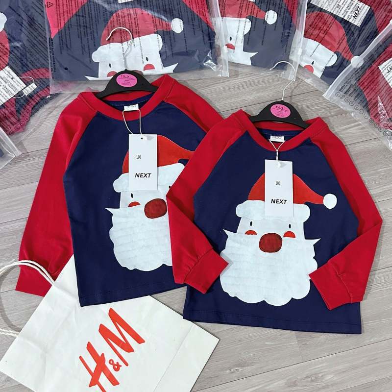 Đồ bộ bé trai bé gái chất cotton co giãn bốn chiều mẫu ông già noel siêu xinh d116