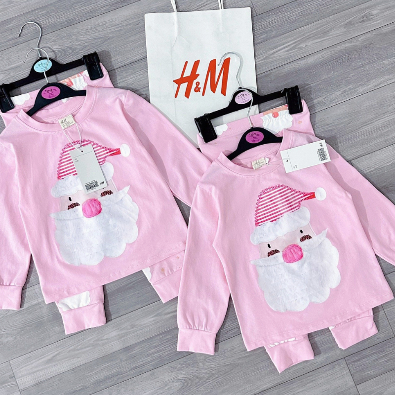 Đồ bộ bé trai bé gái chất cotton co giãn bốn chiều mẫu ông già noel siêu xinh d116