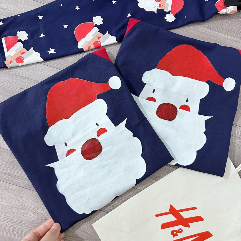 Đồ bộ bé trai bé gái chất cotton co giãn bốn chiều mẫu ông già noel siêu xinh d116
