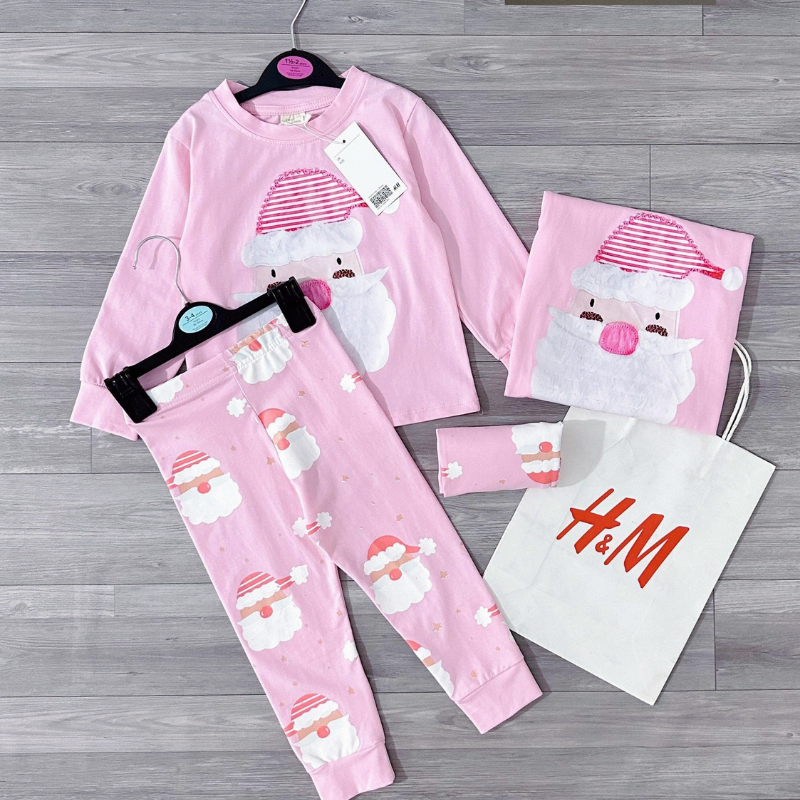Đồ bộ bé trai bé gái chất cotton co giãn bốn chiều mẫu ông già noel siêu xinh d116