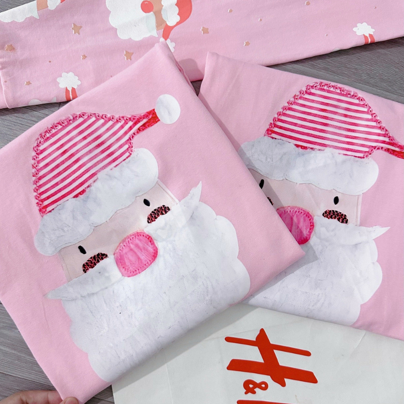Đồ bộ bé trai bé gái chất cotton co giãn bốn chiều mẫu ông già noel siêu xinh d116