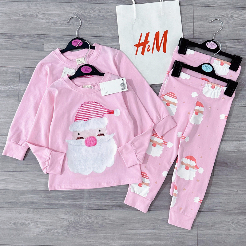 Đồ bộ bé trai bé gái chất cotton co giãn bốn chiều mẫu ông già noel siêu xinh d116