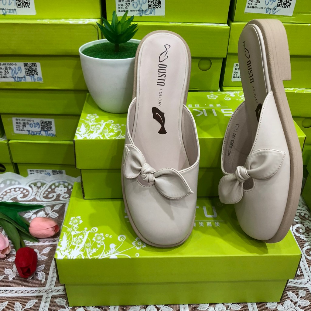 Giày sục Dusto cho nữ got 2.5cm nơ xinh xắn sang trọng  Miễn phí ship.