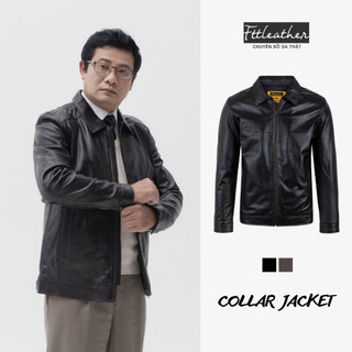 Áo da nam da thật FTT Leather dáng ôm cổ bẻ cao cấp