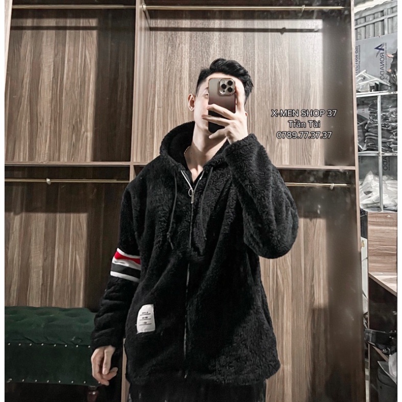 Áo khoác lông thome chất lông mượt 2 mặt có mũ thiết kế hot nhất mùa đông năm