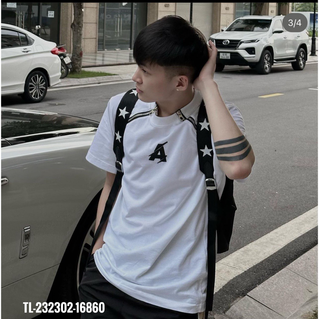 Áo Phông Nam Nữ DSQ in Chữ A Siêu Nét - Áo Thun Nam Nữ D S Q Phối Khoá Viền Vai Phong Cách Thời Trang