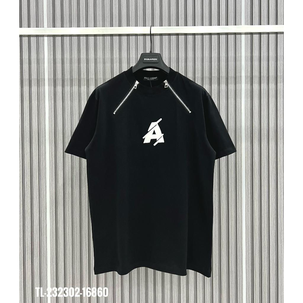 Áo Phông Nam Nữ DSQ in Chữ A Siêu Nét - Áo Thun Nam Nữ D S Q Phối Khoá Viền Vai Phong Cách Thời Trang