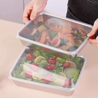 Hộp Đựng Thức Ăn Bằng INOX 304 Chống Rỉ. 1 sét / 3 Hộp(kích thước20cm× 25cm×6cm)
