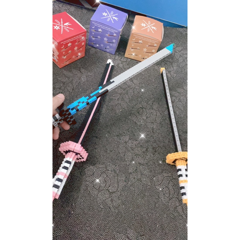 Bộ đồ chơi lego mini 3D hình kiếm katana, mô hình lắp ráp kiếm lego nhiều màu giá rẻ cho bé