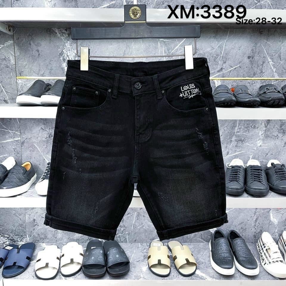 Quần short jean nam vá da cao cấp Kenz fashion