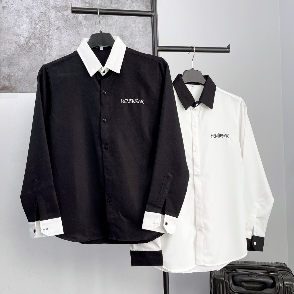 Áo sơ mi nam tay dài họa tiết in nhiệt đẹp .