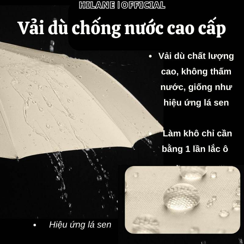 Ô Che Nắng Hilane Dù Đi Mưa Tự Động Đóng Mở Cóc Cúc Bấm Chắc Chắn