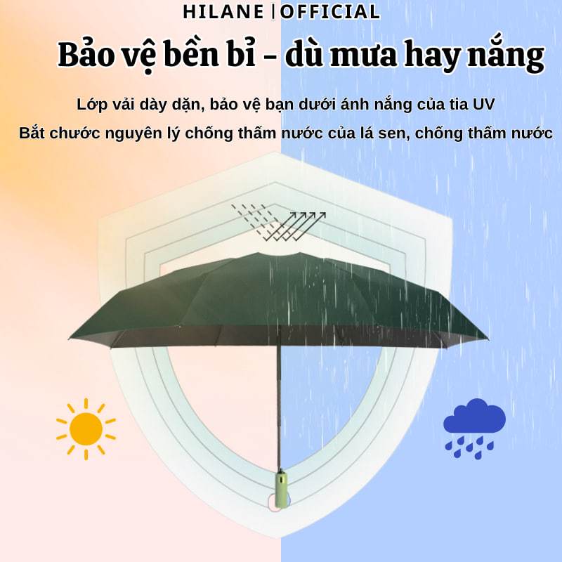 Ô Che Nắng Hilane Dù Đi Mưa Tự Động Đóng Mở Cóc Cúc Bấm Chắc Chắn