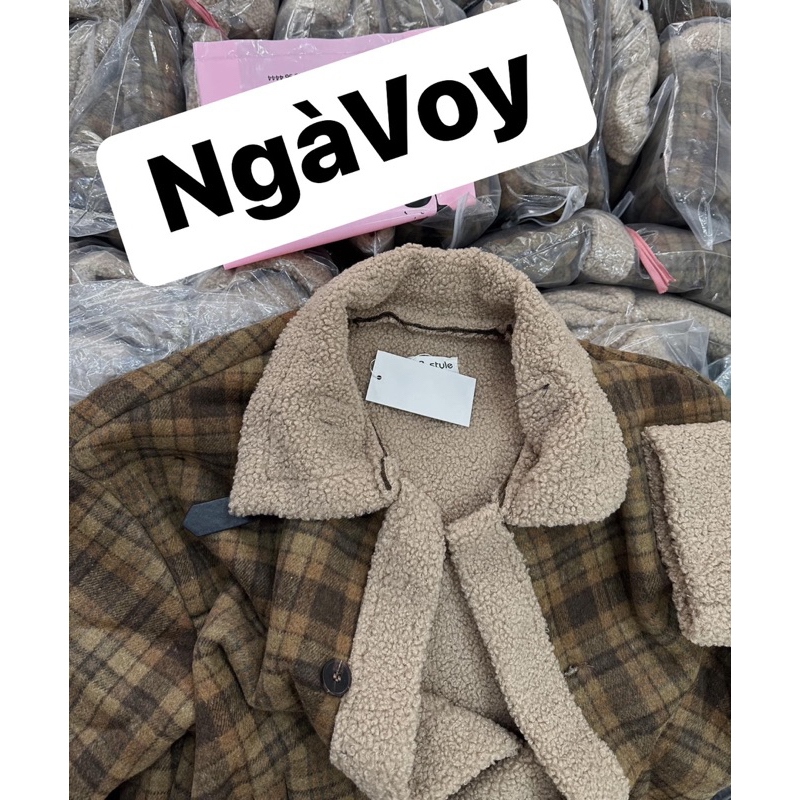 Áo khoác lông cừu nâu