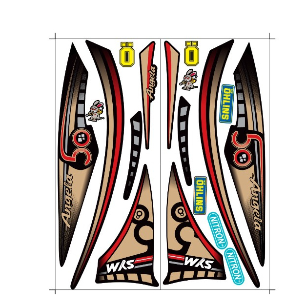 tem rời angela 50 Oo đồng đỏ dán xe đen