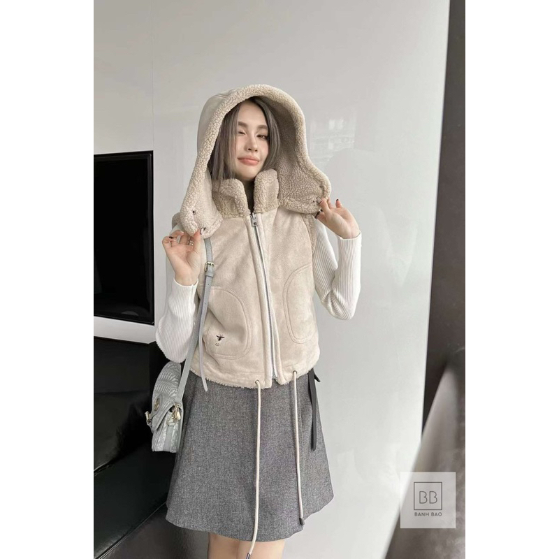 Áo khoác da lộn lót lông