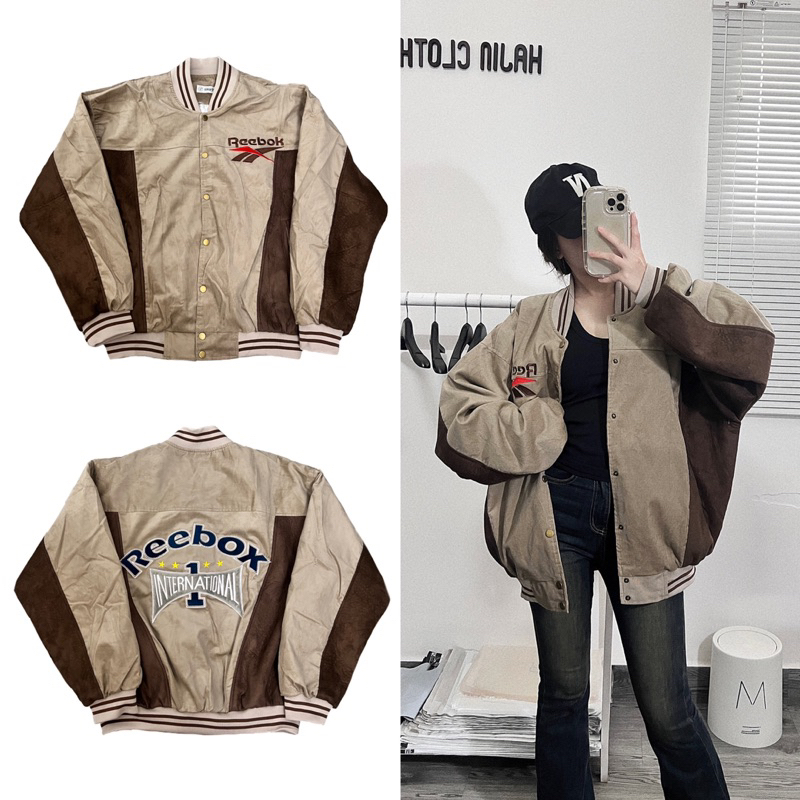 Áo khoác bomber nam nữ REEBOX tone nâu