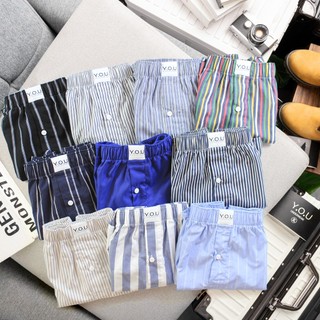 Set 5 Quần Đùi Nam YOU Underwear Chất Kate Cotton Thấm Hút Tốt Đa Dạng Mẫu Trơn Và Sọc Size 45-95kg.