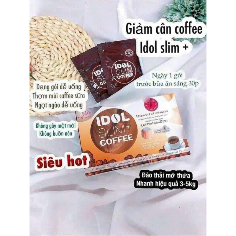 (CHÍNH HÃNG) Cà Phê Giảm Cân Idol Slim Coffee Thái lan, Giảm Mạnh, Giảm 3-5kg tùy theo cơ địa ( hộp 10 gói )