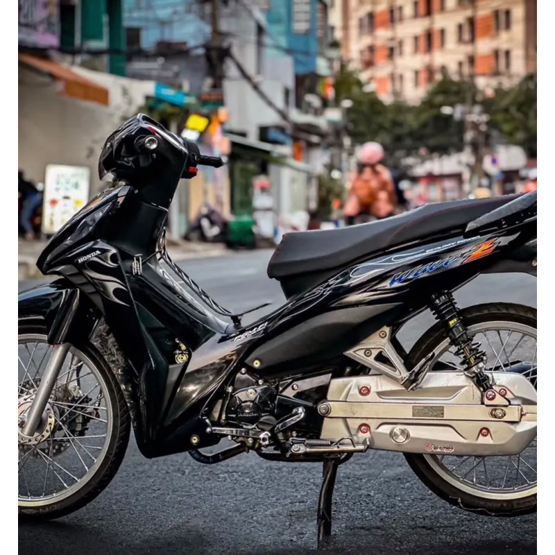 Tem xe wave rsx 2018 mẫu tem lửa màu bạc dán xe màu đen