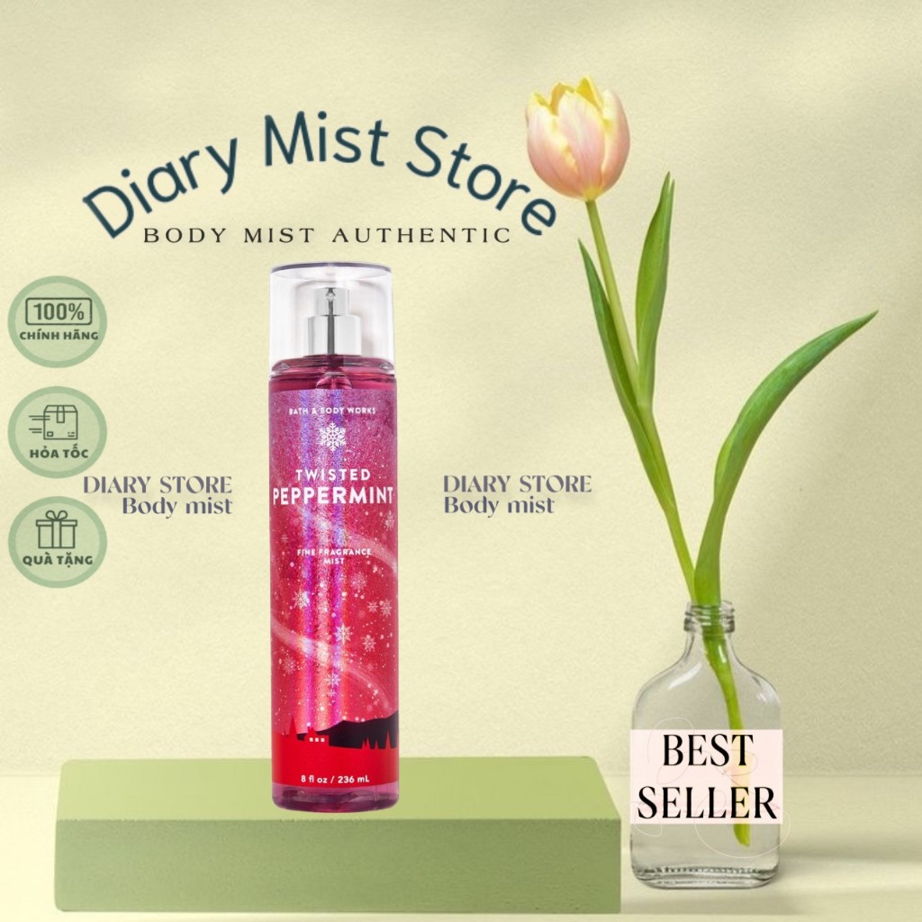 𝐃𝐢𝐚𝐫𝐲𝐦𝐢𝐬𝐭.𝐬𝐭𝐨𝐫𝐞 Xịt Thơm Toàn Thân Bath & Body Works - TWISTED PEPPERMINT