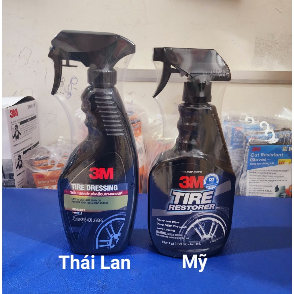 Chai xịt chăm sóc lốp phục hồi cao su 3M Tire Restorer PN 39042  và 3M Tire Dressing 39042LT