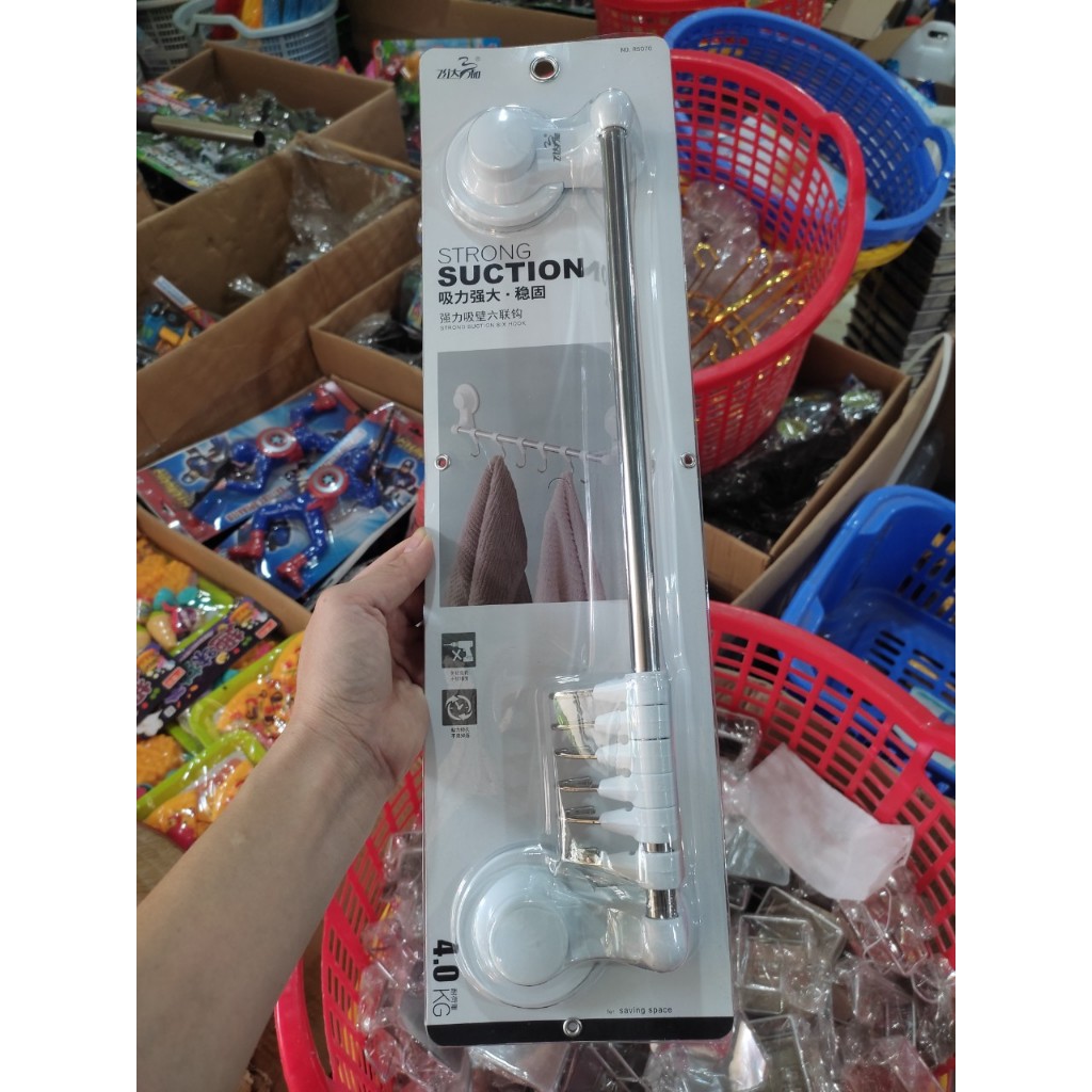 Thanh ngang treo đồ hút chân không, móc treo đồ hút chân không kèm móc
