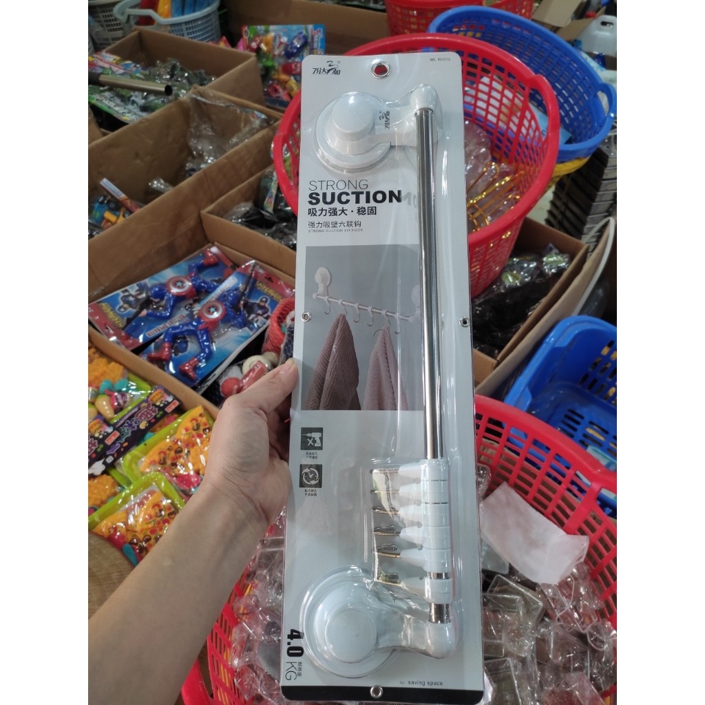 Thanh ngang treo đồ hút chân không, móc treo đồ hút chân không kèm móc