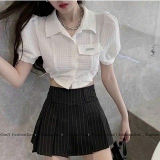 áo kiểu voan kiếng cột nơ ngực xinh tay phồng lửng dễ thương, đủ màu hình thật alohastore1