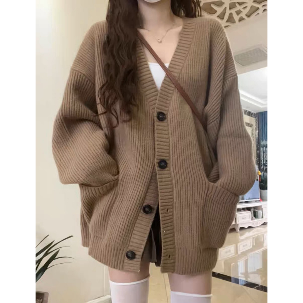Áo Len Cardigan Trơn Dáng Rộng - 247.House
