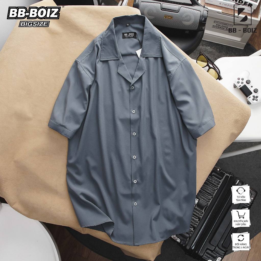 BIGSIZE - Áo sơ mi BB - Boiz nam tay ngắn cổ đăng tông bigsize 75 - 130kg