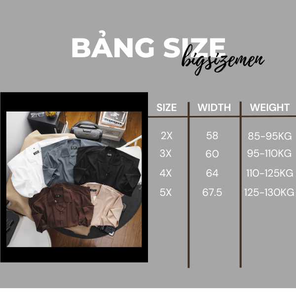 BIGSIZE - Áo sơ mi BB - Boiz nam tay ngắn cổ đăng tông bigsize 75 - 130kg