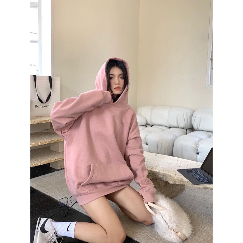 Áo Hoodie ESSENTIALS Mũ Trùm 2 Lớp Màu Hồng Chất Nỉ Cotton Cao Cấp