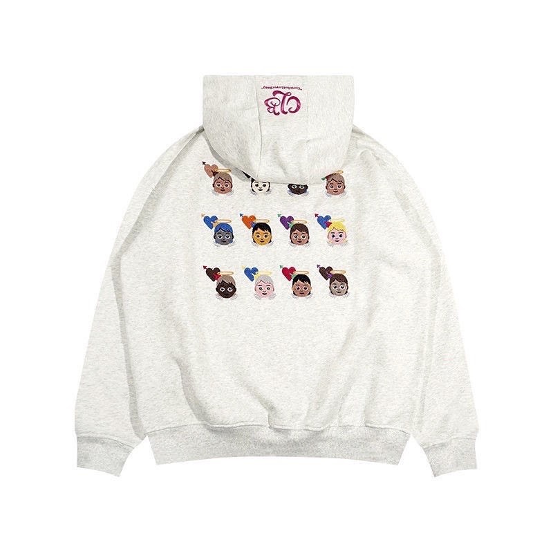Áo Hoodie Thêu Hình Thiên Thần Mũ Trùm 2 Lớp Chất Nỉ Cotton Cao Cấp
