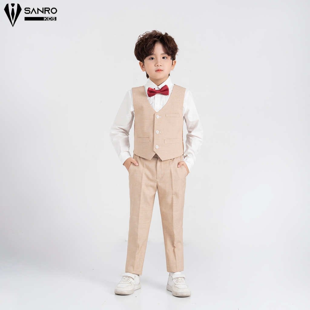 Bộ vest bé trai màu nude