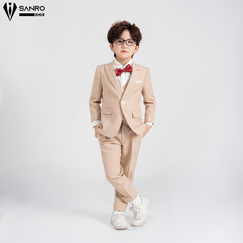 Bộ vest bé trai màu nude