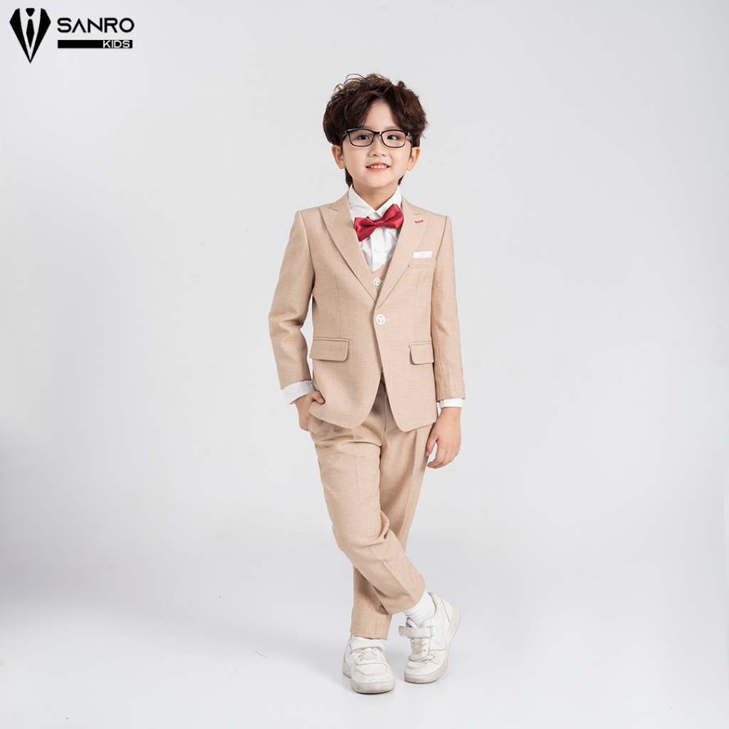 Bộ vest bé trai màu nude