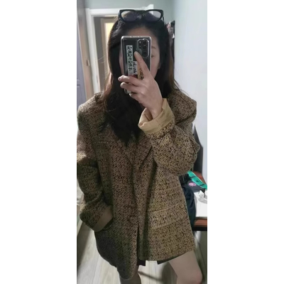 Ảnh thật 2 hình cuối-2W31.Áo khoác tweed thu đông thời trang phong cách Hàn Quốc