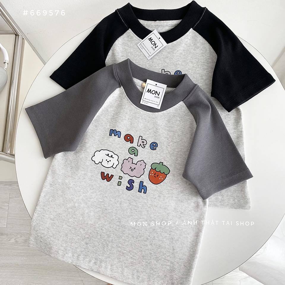 Áo croptop thun gân in make a wish 669576