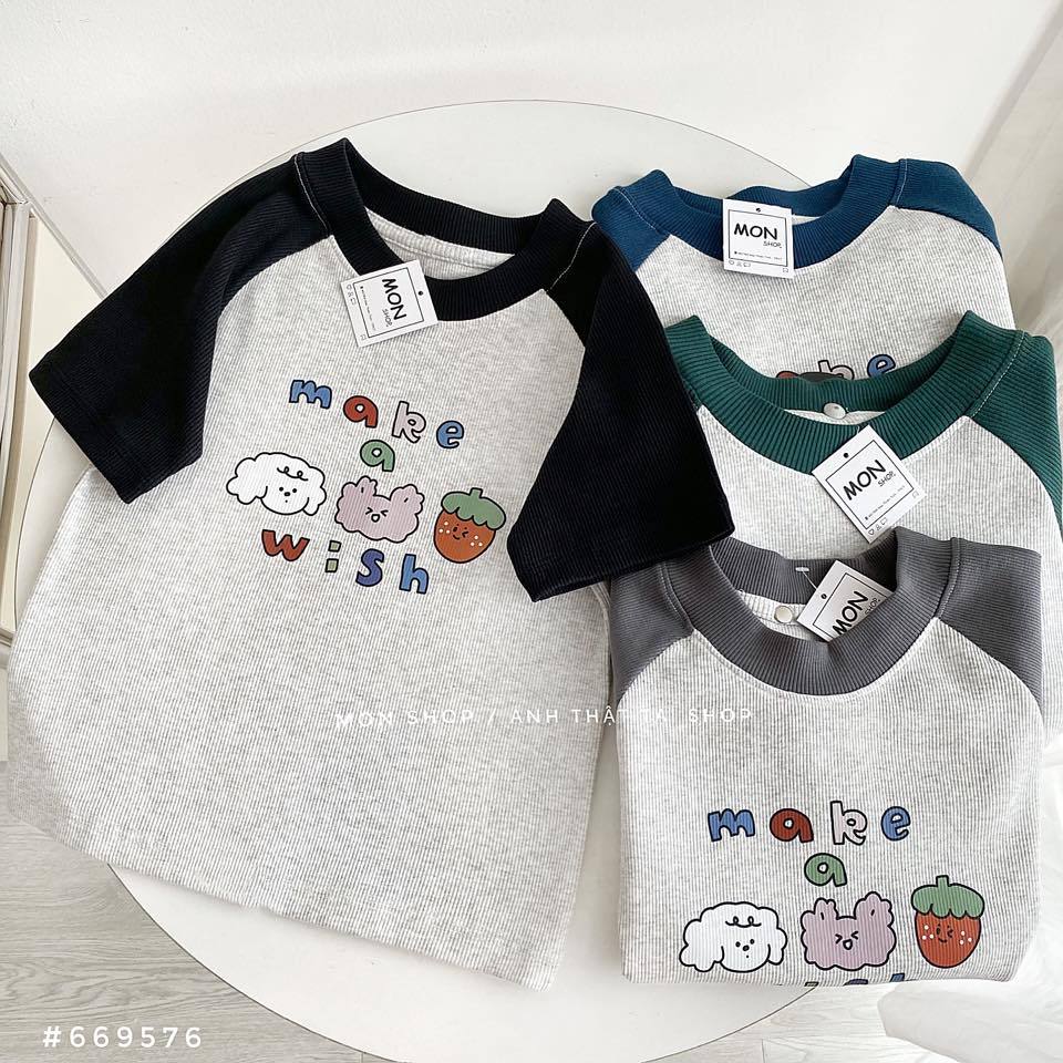 Áo croptop thun gân in make a wish 669576